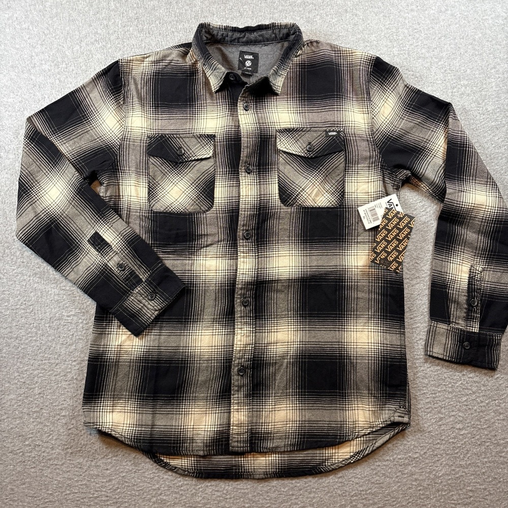 Vans Women's Black Plaid Flannel Button Up Sz XL Skate Grunge BRAND NEW